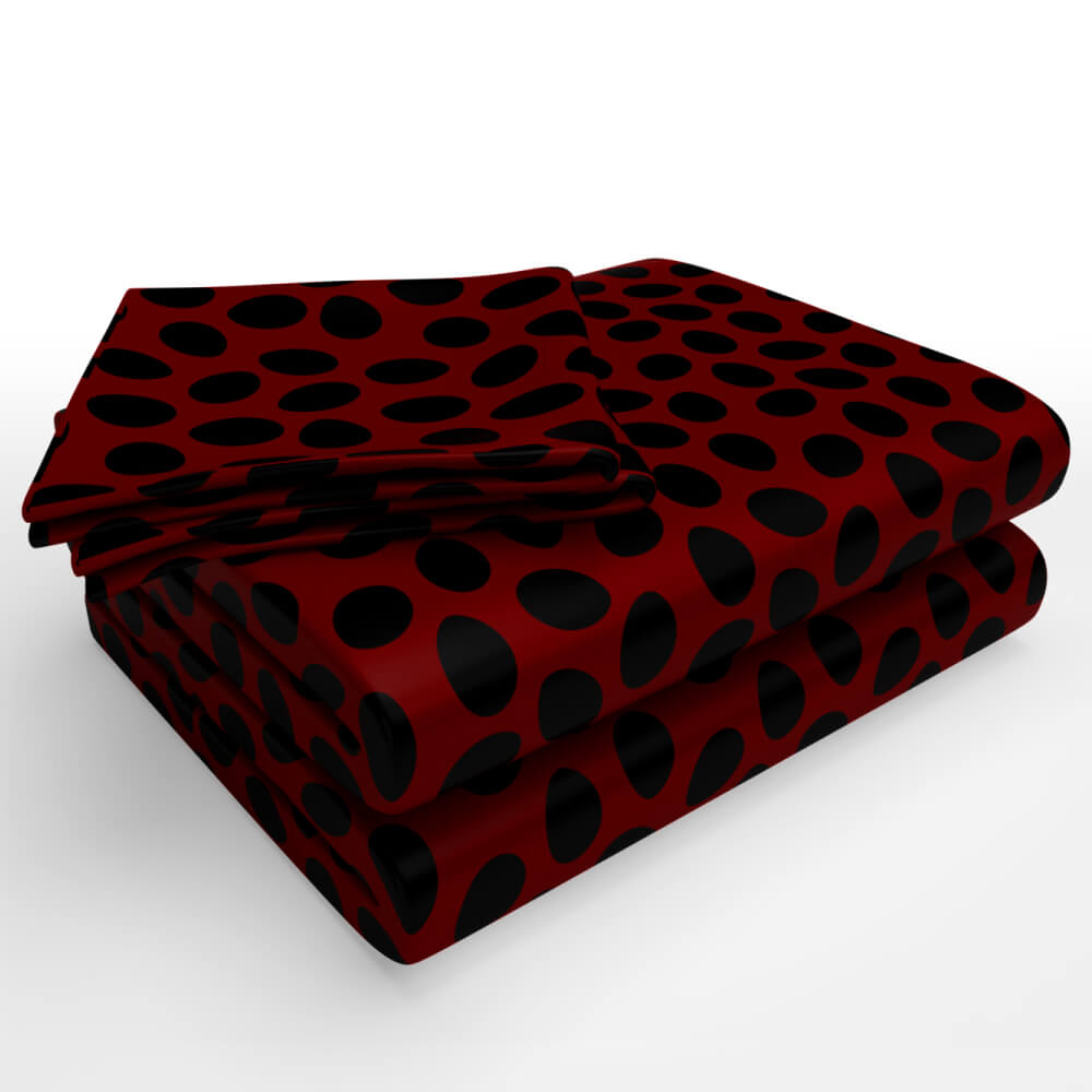 best red and black polka dot super king size cotton folded bedsheets